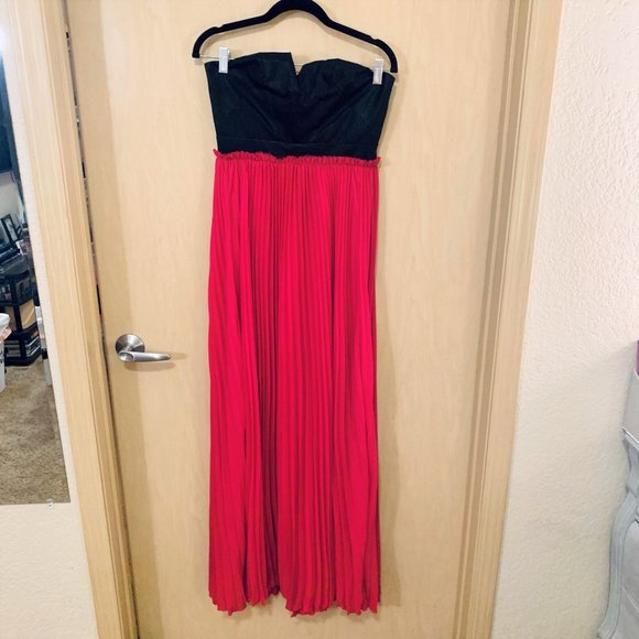 NWOT Vici L Pink Leather and Chiffon Maxi Dress - Picture 4 of 7